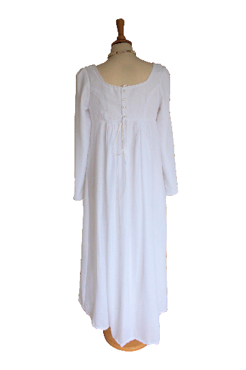 For Sale Ladies Regency 19th Century Jane Austen Elizabeth Bennet Pride And Prejudice Long Sleeved White Muslin Gown Size 12 - 14 UK Image